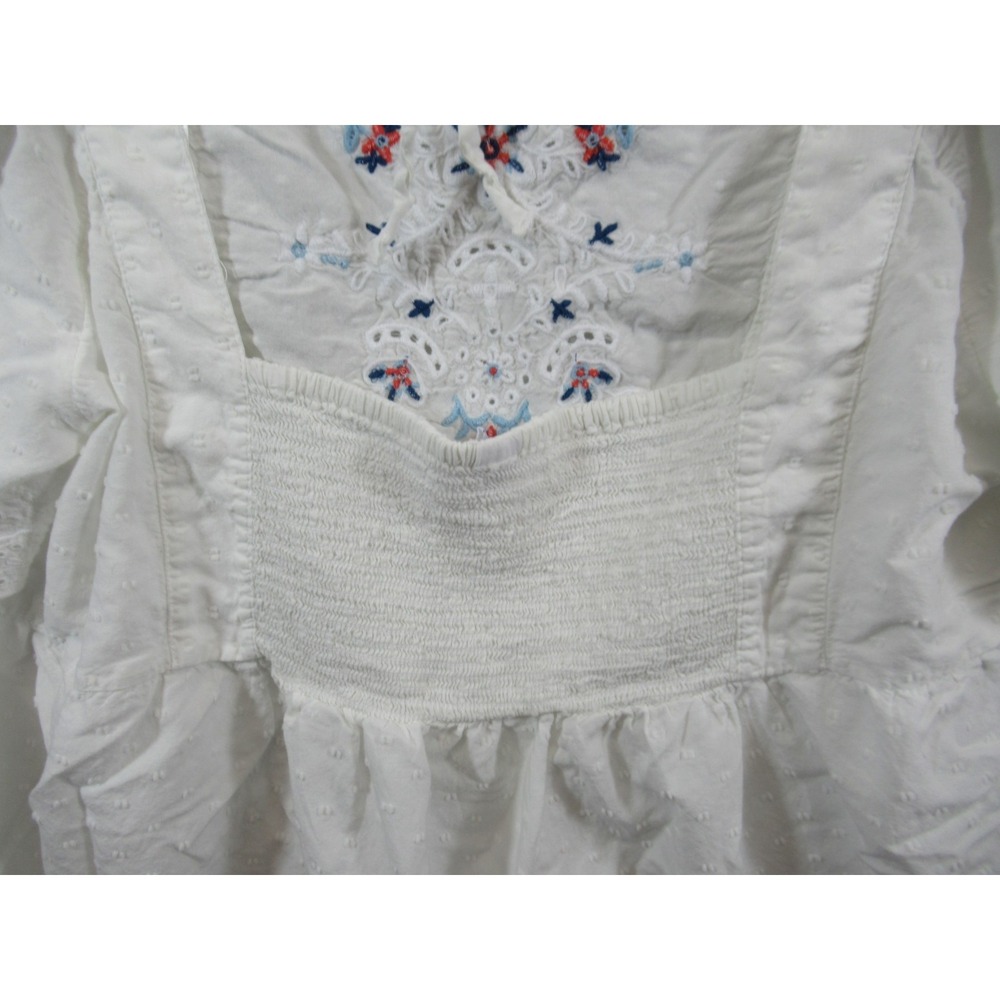 Old Navy Embroidered Smocked Blouse Plus Size 3x White - Picture 5 of 7